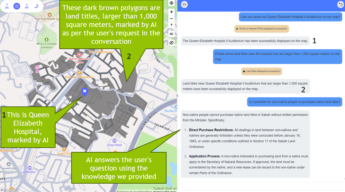 Natural-language chat with a map in OG Geo AI Server